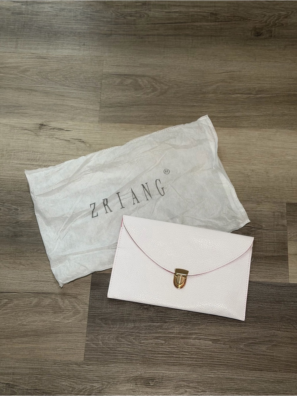 White Envelope Clutch Bag with Gold-Tone Lock